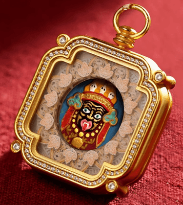 Hand - Painted 3D Tsa - Tsa Pendant Necklace: Zakirum Sacred Relief - Kailash Energy