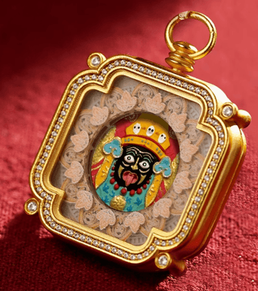 Hand - Painted 3D Tsa - Tsa Pendant Necklace: Zakirum Sacred Relief - Kailash Energy