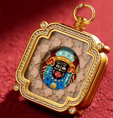 Hand - Painted 3D Tsa - Tsa Pendant Necklace: Zakirum Sacred Relief - Kailash Energy