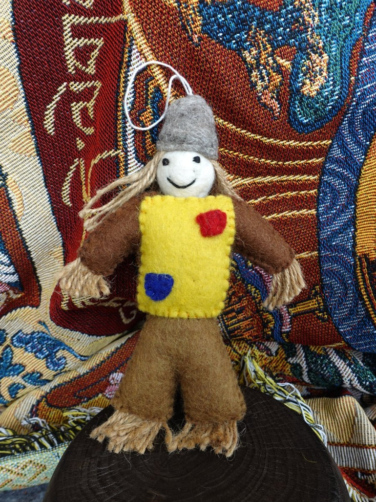 Handcrafted Yak Wool Felted Doll – A Whimsical Display of Craftsmanship and Charm