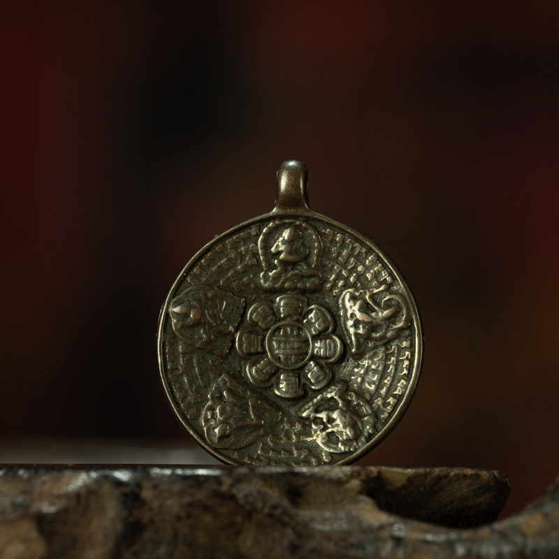 Ming Dynasty Tibetan Sky Iron Five Wealth Gods Nine-Palace Eight-Trigram Thogchag Plaque – Unique Totem