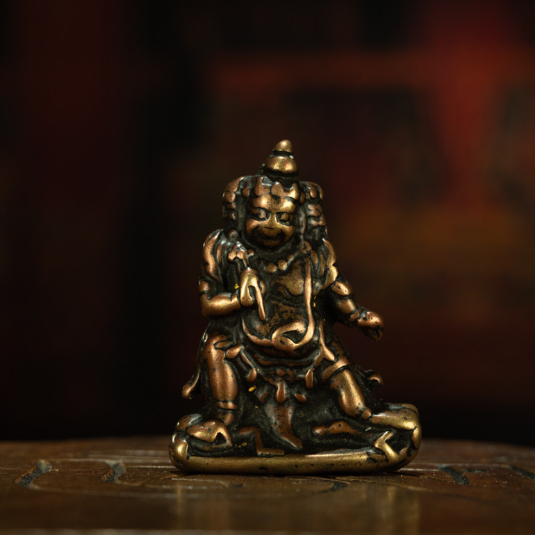 Ming Dynasty Tibetan Purple-Gold Lima Copper Marici Deity Thogchag – Personal Protector, Three-Face Two-Arm