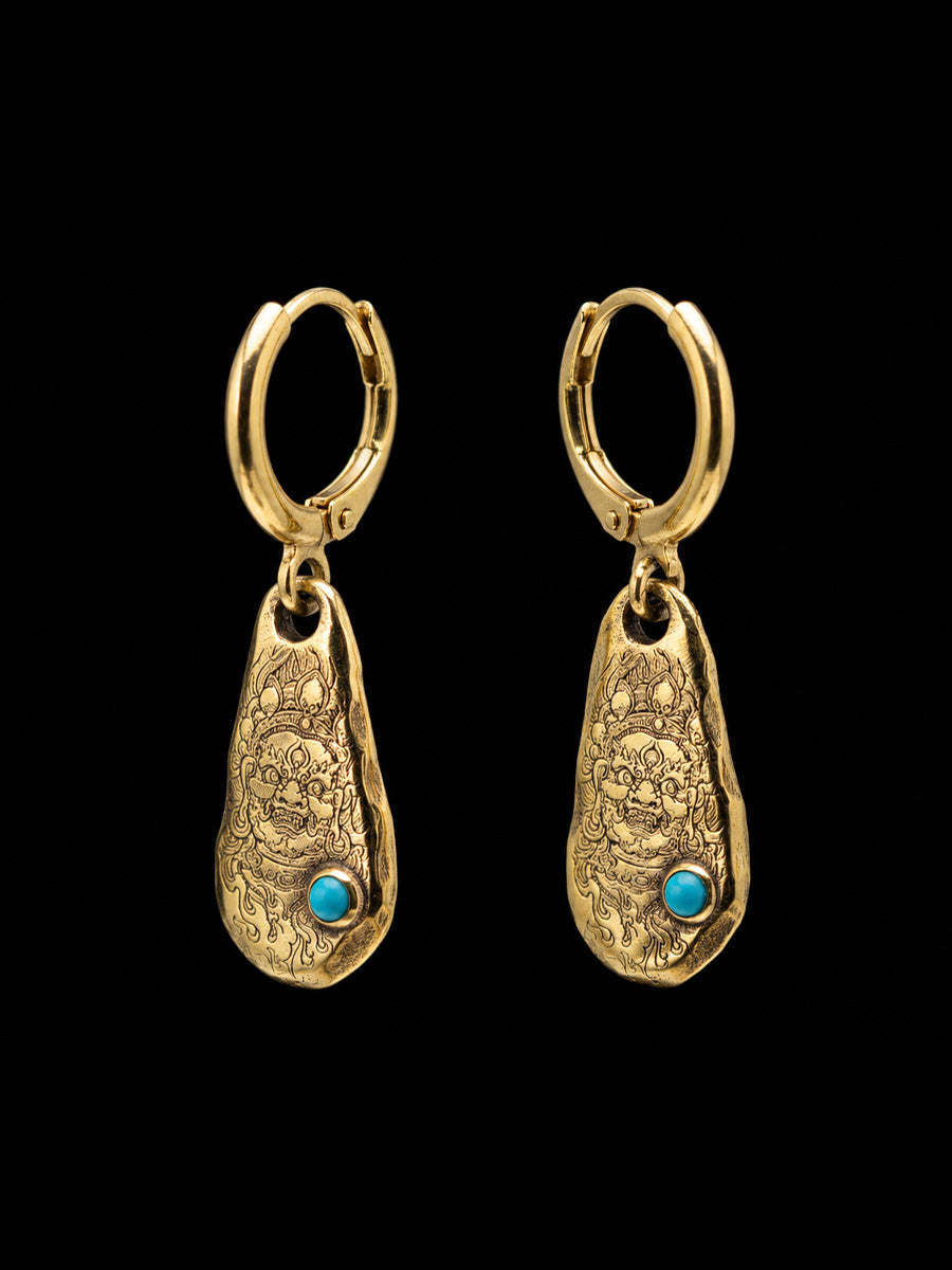 Mahakala Turquoise Flame Earrings