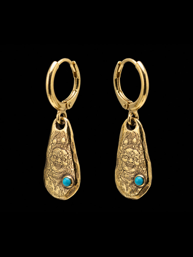 Mahakala Turquoise Flame Earrings