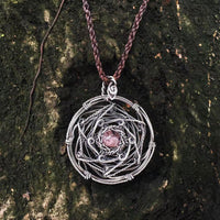 Healing Energy Mandala Crystal Quartz Silver Necklace