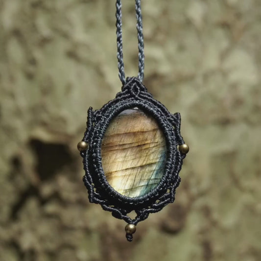 Purity's Pathway Labradorite Wax Rope Pendant