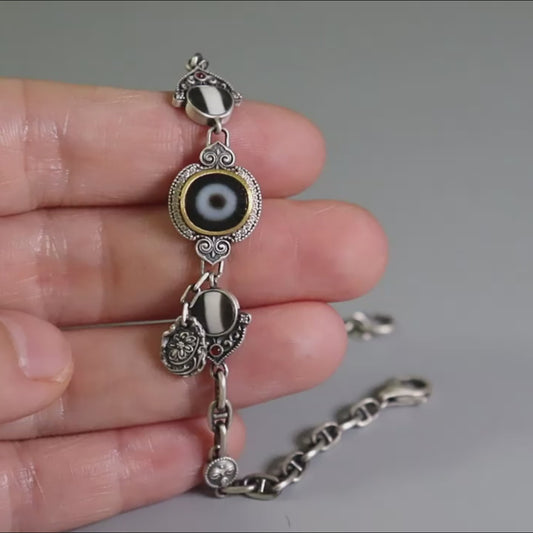 Guardian Eye Protection Agate & 925 Silver Bracelet