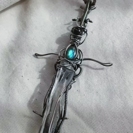 Guardian Blade of Light Clear Quartz Pendant