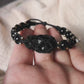 Black Tourmaline Shield Bracelet – Handcrafted Protection with Brass Accents