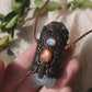 Tibetan Clay Energy Stone Pendant with Sunstone & Moonstone & Celestite and Herkimer Diamond for Calm