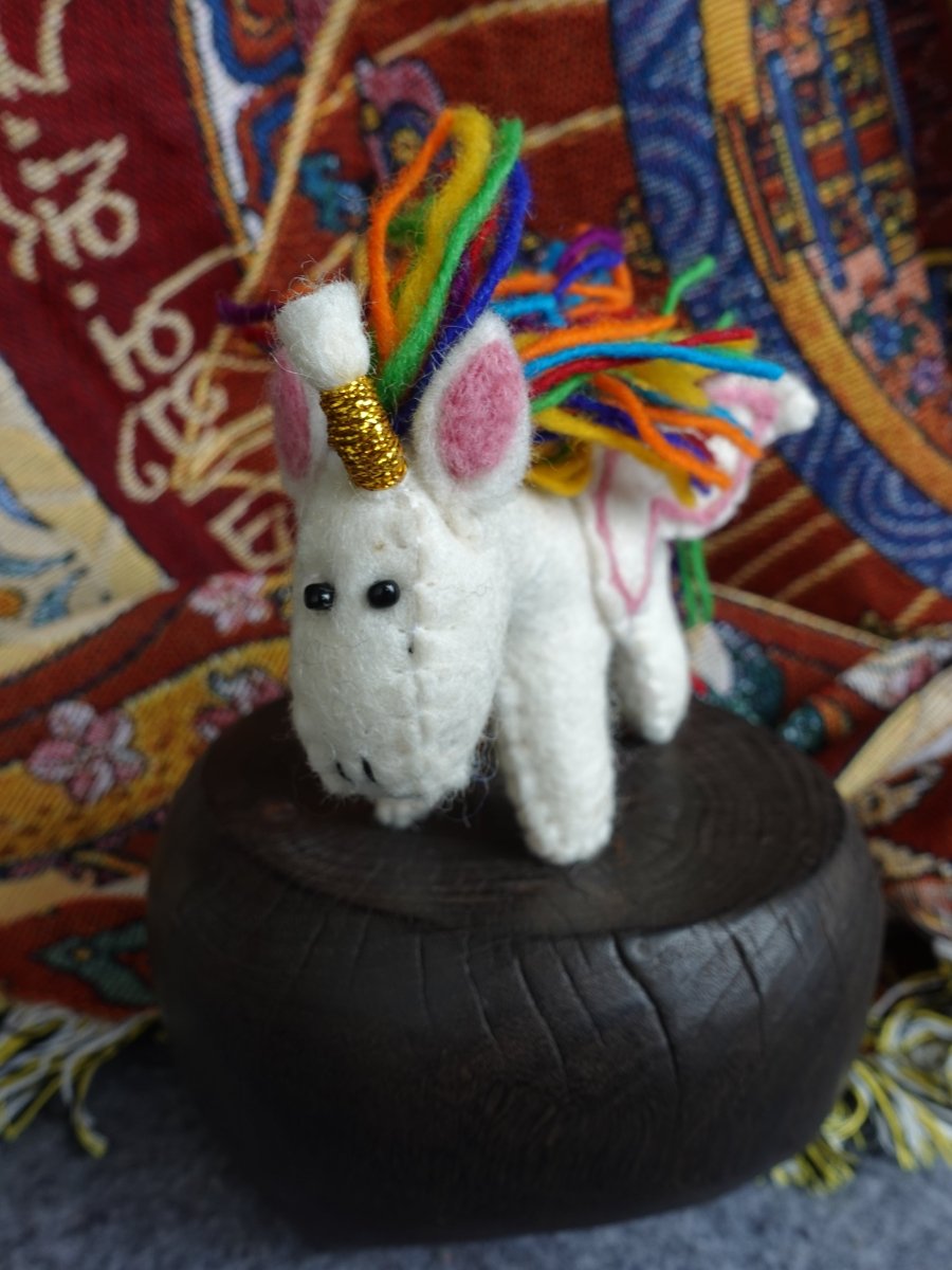 Rainbow Spirit Yak – Handmade Felt Unicorn of Joy