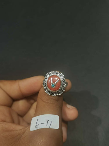 Sacred Coral & Turquoise Ring | Pure Silver Adjustable Design for Spiritual Strength and Harmony - Kailash Energy