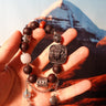 Silver Vintage Amber Ancient Agarwood Zakirum Square Pendant Jade Thai Silver Beaded Elastic Bracelet - Kailash Energy
