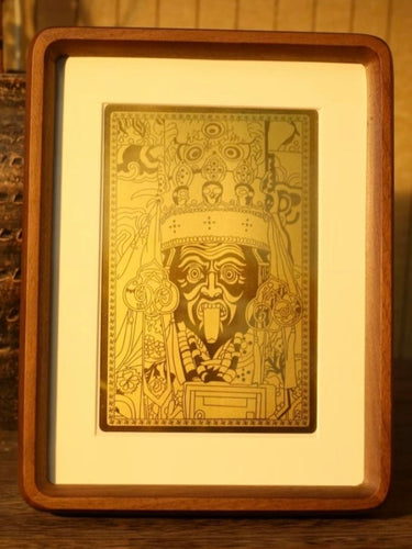 Solid Gold Crafted Art Frame: Zakirmala's Sacred Blessing Gift - Guardian Tabletop Ornament - Kailash Energy