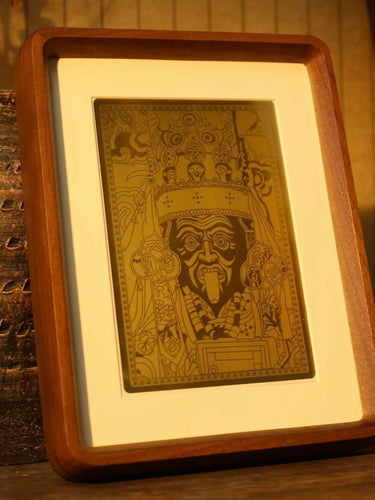 Solid Gold Crafted Art Frame: Zakirmala's Sacred Blessing Gift - Guardian Tabletop Ornament - Kailash Energy