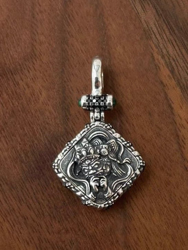 Sterling Silver & Mother - of - pearl Zakirum Tibetan Wealth Goddess Pendant - Kailash Energy