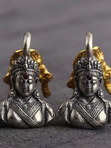 Sterling Silver Zakirum Past & Present Mask Gold - Plated Silver Pendant - Ancient Craft Gold - Tone Retro Chic Jewelry - Kailash Energy