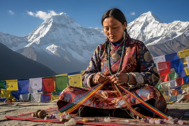 Tibetan Artisan Braiding Scene