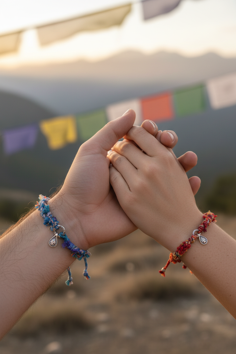 Nomadic Weaves Tibetan Love Bracelet Handwoven Cotton Wristband with Vibrant Energy
