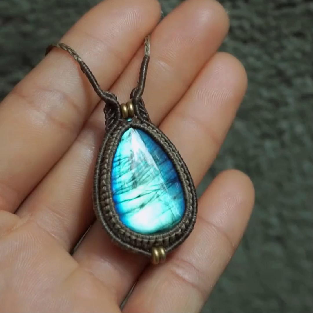 Echo of Peace Labradorite Wax Rope Pendant