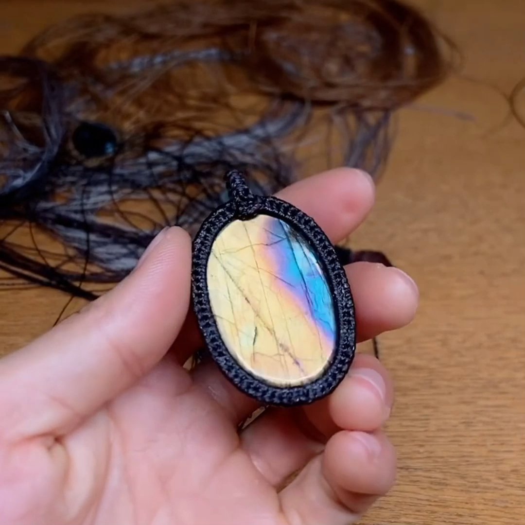 Purity's Pathway Labradorite Wax Rope Pendant