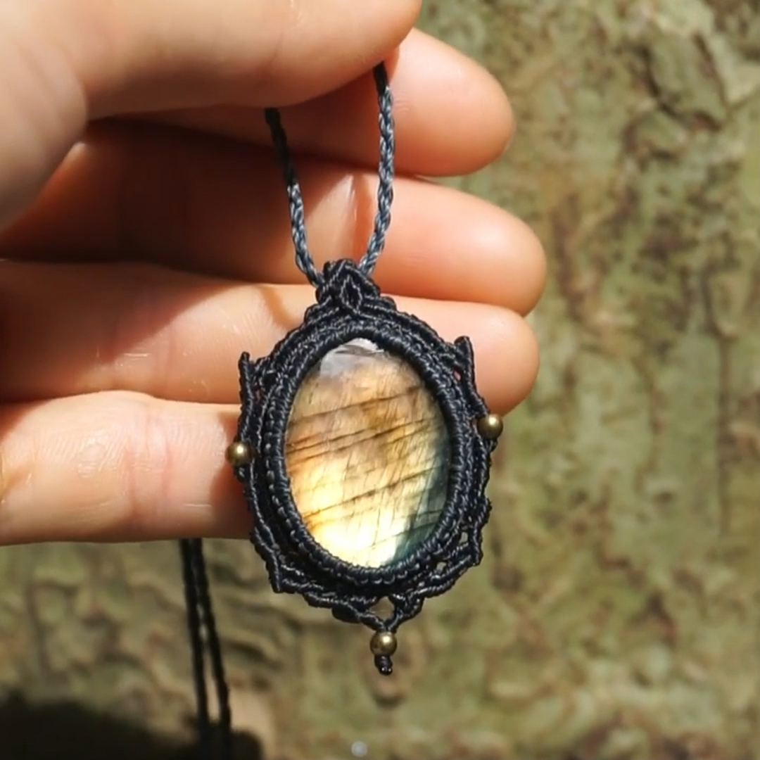 Purity's Pathway Labradorite Wax Rope Pendant