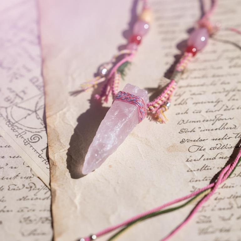 Love Energy · Wild Thread · Rose Quartz Handwoven Talisman Necklace