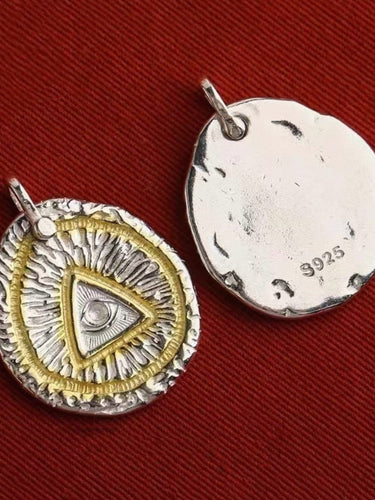 Zakirum Dharma Wheel Sterling Silver Gilded Pendant - Kailash Energy