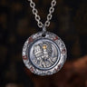Zakirum Wealth Goddess Necklace: Vintage Silver & Gold Om Mani Padme Hum Talisman - Kailash Energy