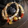 Zakirum's Fortune Abundance Bracelet: Hand - Inlaid Citrine & Southern Red Agate, Sacred Double - Row Design for Women - Kailash Energy