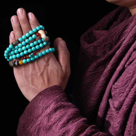 108 Mala Beads Turquoise Bracelet puretibetan