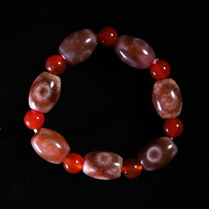 The Infinite Fortune Red Carnelian Three-Eyed Dzi Bead puretibetan