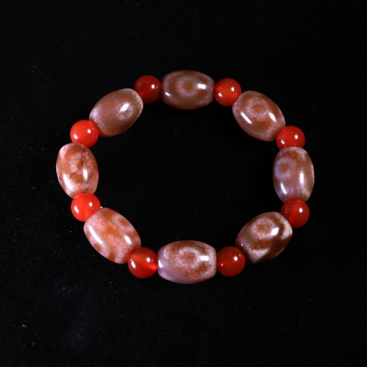 The Infinite Fortune Red Carnelian Three-Eyed Dzi Bead puretibetan