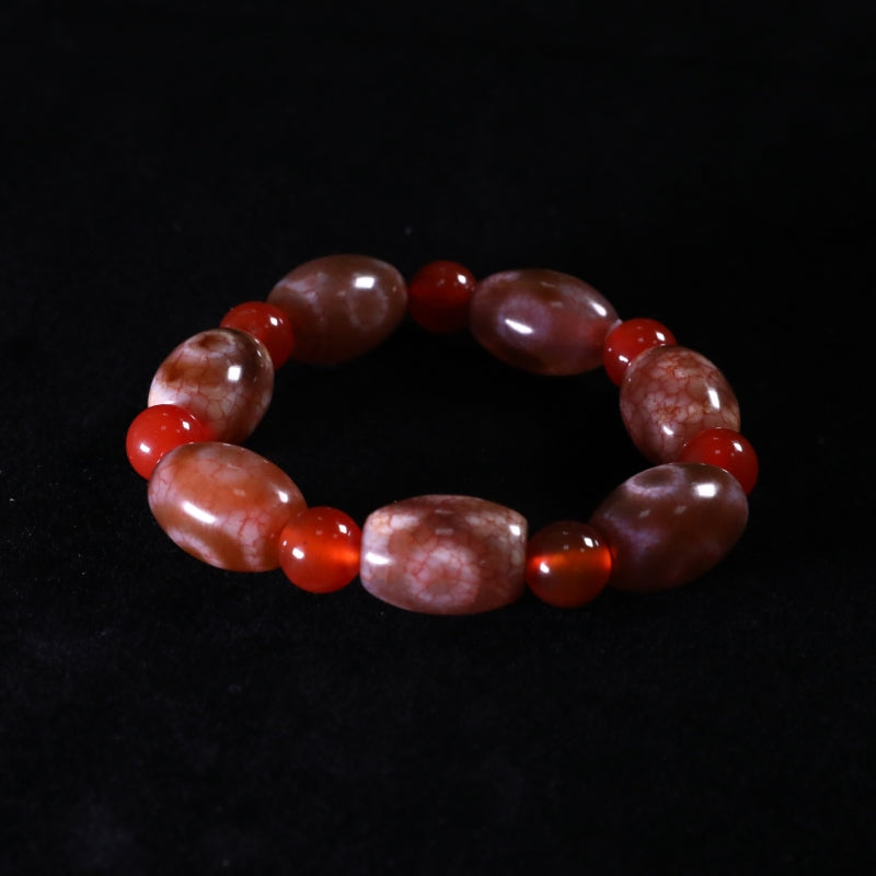 The Infinite Fortune Red Carnelian Three-Eyed Dzi Bead puretibetan