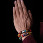 The Tibetan King's Spiritual Practice Three-Eyed Dzi Bead Bracelet & The Eye of the Summit Tibetan Red Cracked Pattern Dzi Bead puretibetan