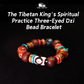 The Tibetan King's Spiritual Practice Three-Eyed Dzi Bead Bracelet & The Eye of the Summit Tibetan Red Cracked Pattern Dzi Bead puretibetan