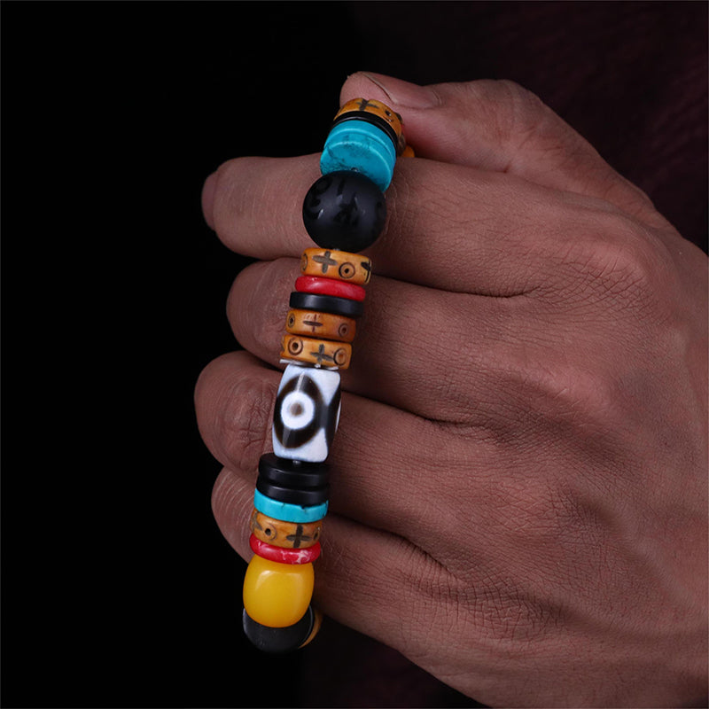 The Tibetan black samurai Dzi Bead Bracelet puretibetan